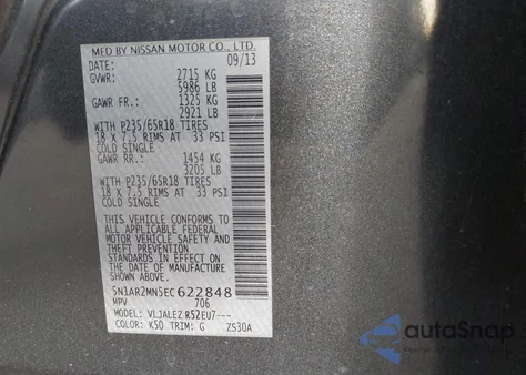 2014 Nissan Pathfinder Sv z USA, uszkodzony, nr VIN 5N1AR2MN5EC622848